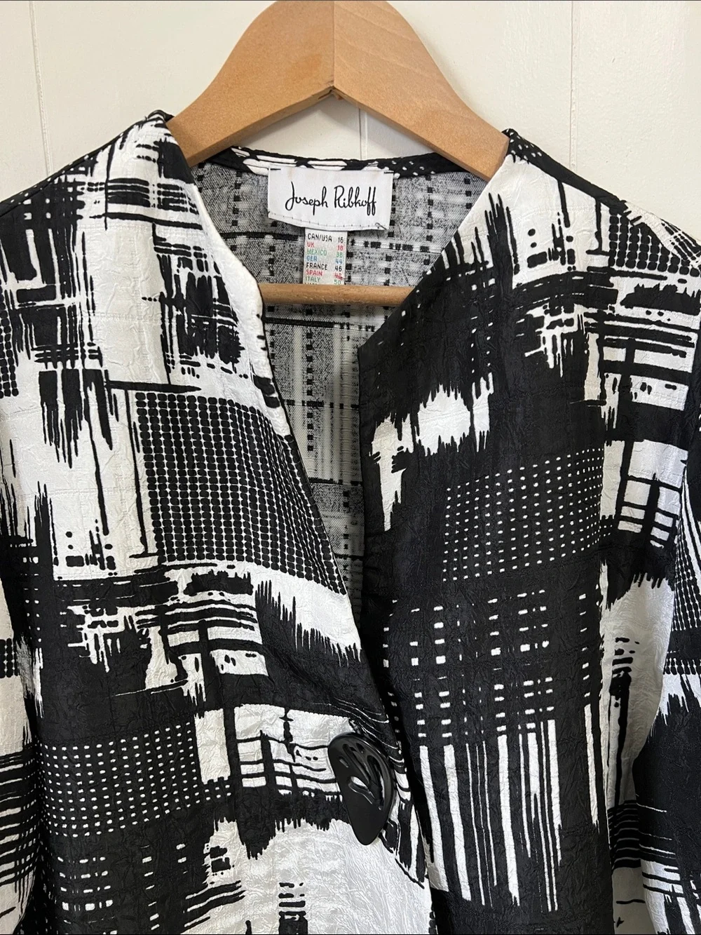 Joseph Ribkoff Asymmetrical Abstract Art Print Jacket Style 173820 Button 16
